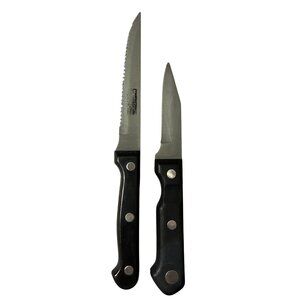 Set Of 2 Jet Cut Stainless Steel Knives With Black Handles 19k